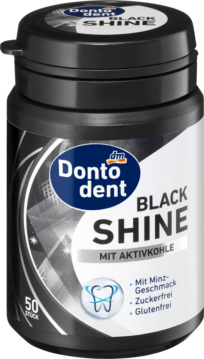 Chewing gum, Black Shine with activated carbon, 50 pieces