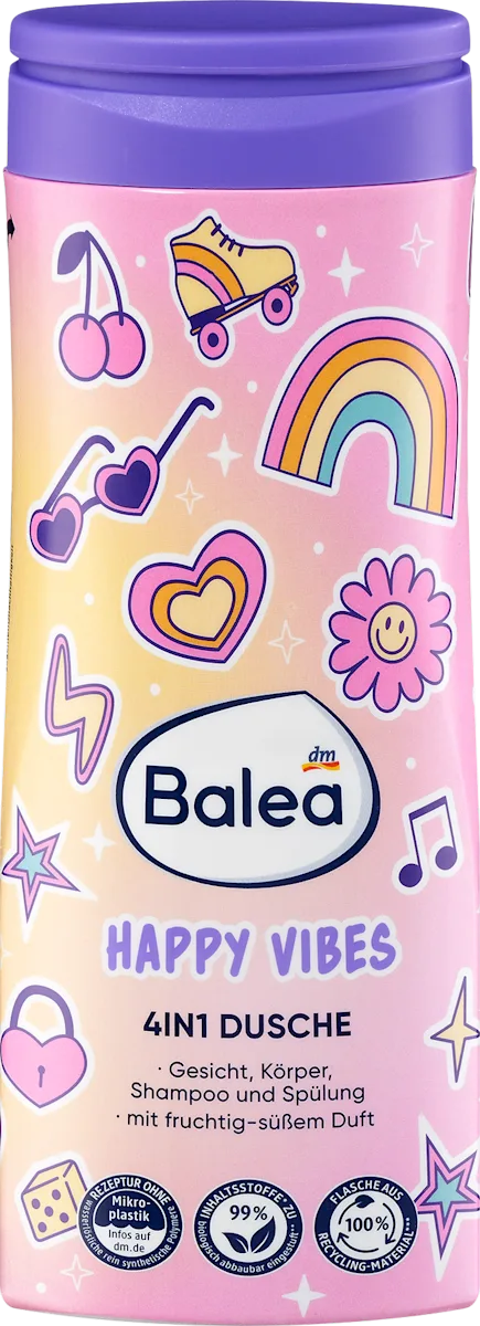 Children's Shower Gel, Shampoo & Conditioner 4in1 Happy Vibes, 300 ml